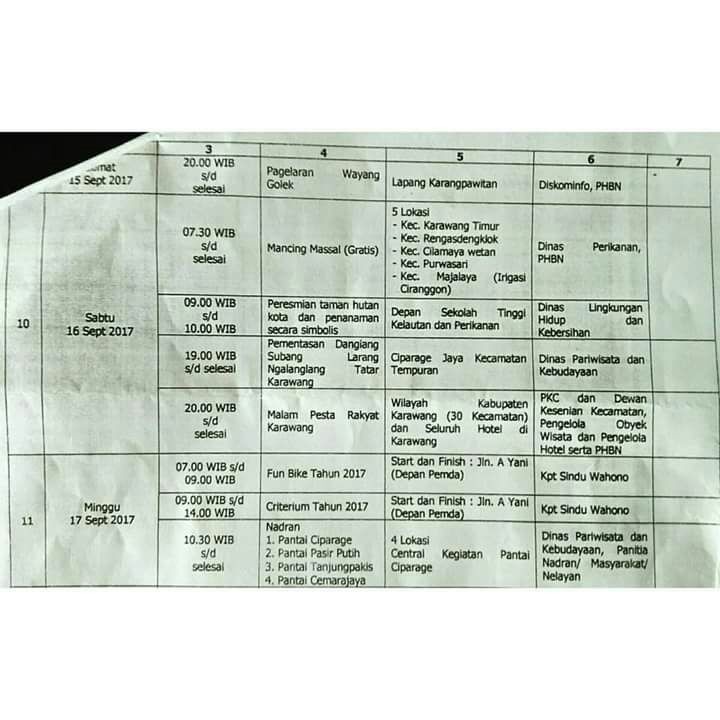 Catat Ini Jadwal Rangkaian Acara  HUT Karawang Ke 384 